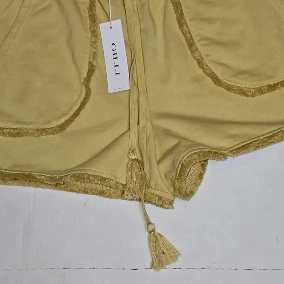 Gilli distressed‎ hem mustard colored lounge women shorts SZ Small - Picture 4 of 14